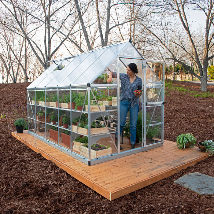 Palram - Canopia 6' x 10' Nature Hybrid Silver Polycarbonate Greenhouse