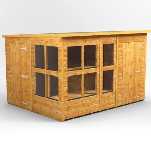 Oren 10' x 8' Pent Combi Potting Shed with Side Store - 4ft
