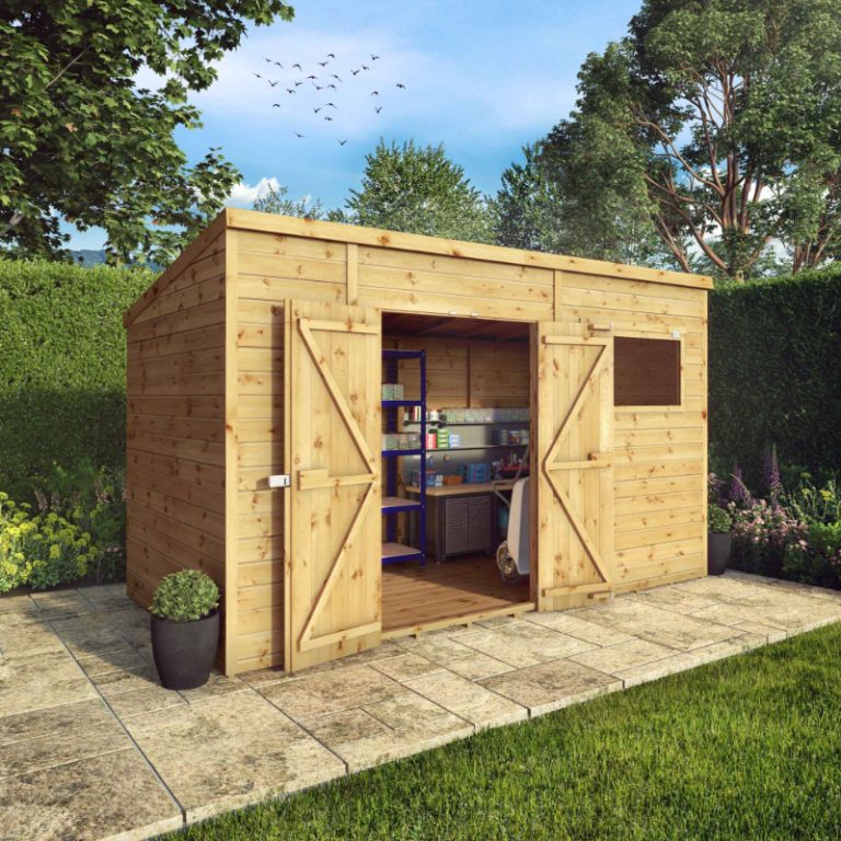 Adley 12' x 8' Premium Double Door Shiplap Pent Shed