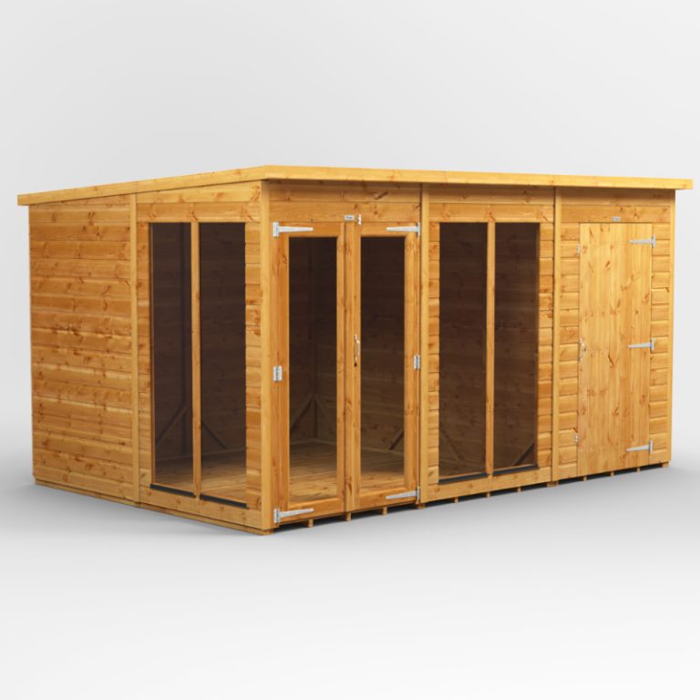 Oren 12' x 8' Pent Combi Summer House with Side Store - 4ft