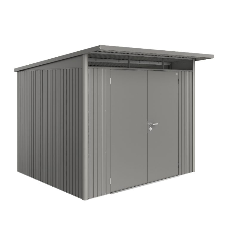 Biohort AvantGarde Size A6 Premium Metal Shed with Double Door - Quartz Grey