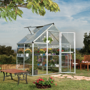 Palram - Canopia 6' x 4' Nature Hybrid Silver Polycarbonate Greenhouse