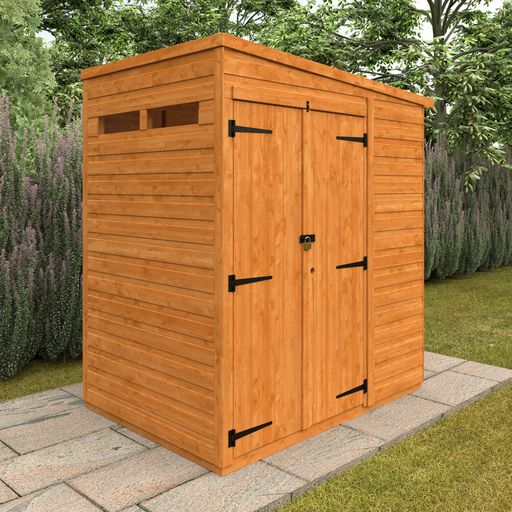 Redlands 4' x 6' Double Door Shiplap Modular Pent Security Shed