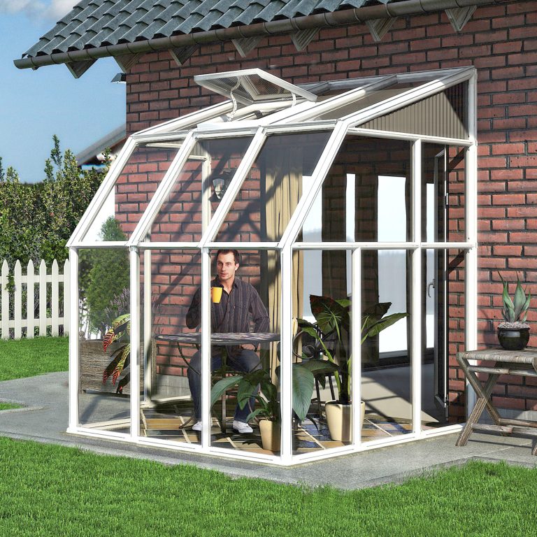 6'x6' Palram Canopia Rion White Lean to Sun Room (1.8x1.8m)