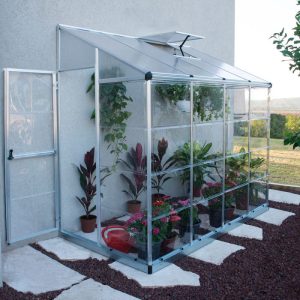 Palram - Canopia 4' x 8' Lean To Silver Polycarbonate Greenhouse