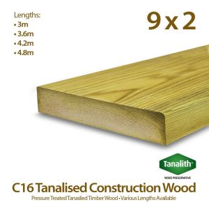 Holt Trade 9" x 2" C16 Tanalised Construction Timber - 3.6m
