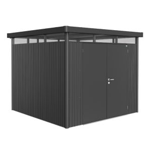 Biohort HighLine Size H4 Premium Metal Shed with Double Door - Dark Grey