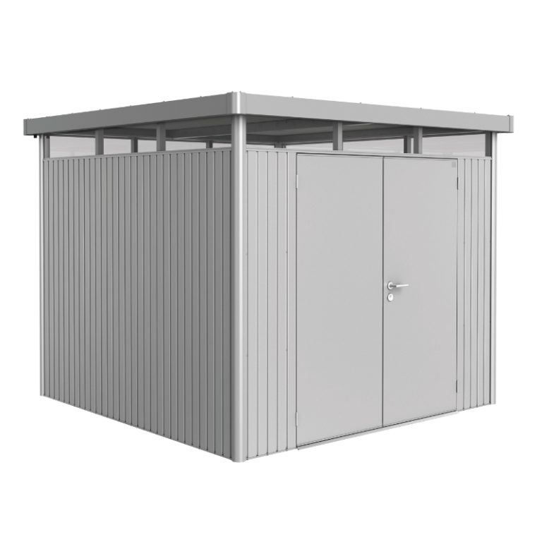 Biohort HighLine Size H4 Premium Metal Shed with Double Door - Silver