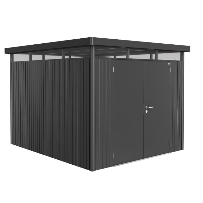 Biohort HighLine Size H5 Premium Metal Shed with Double Door - Dark Grey