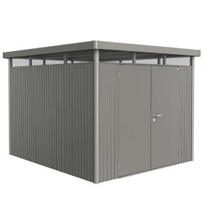 Biohort HighLine Size H5 Premium Metal Shed with Double Door - Quartz Grey