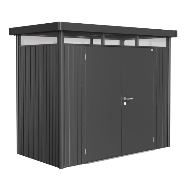 Biohort HighLine Size H1 Premium Metal Shed with Double Door - Dark Grey