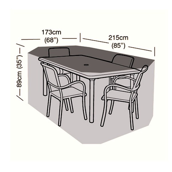 Oren Deluxe - 4 Seater Rectangular Patio Set Cover - 215cm