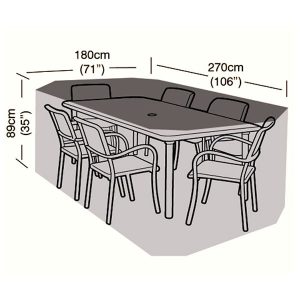Oren Deluxe - 6 Seater Rectangular Patio Set Cover - 270cm