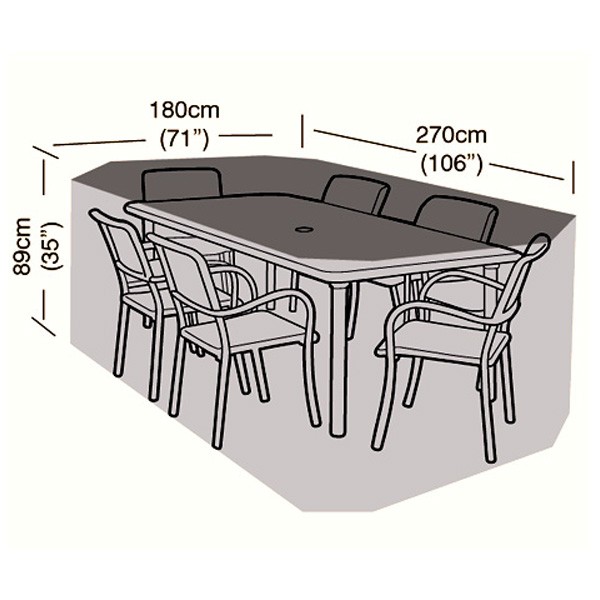 Oren Deluxe - 6 Seater Rectangular Patio Set Cover - 270cm