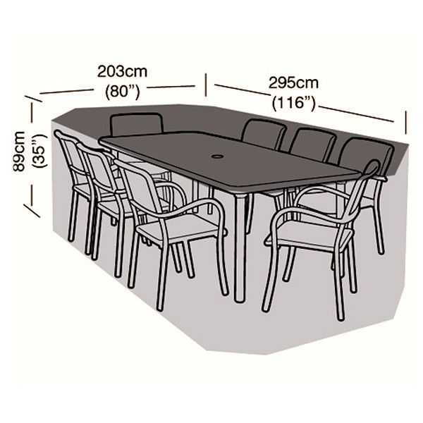 Oren Deluxe - 8 Seater Rectangular Patio Set Cover - 295cm