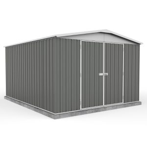 Adley 10' x 12' Double Door Grey Titanium Apex Metal Shed