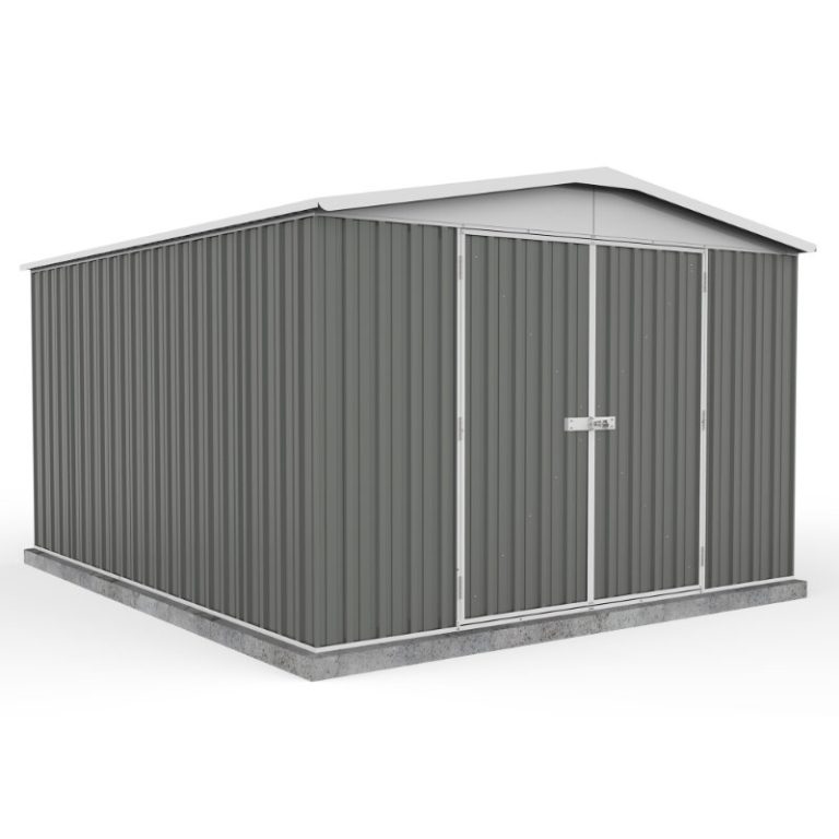 Adley 10' x 12' Double Door Grey Titanium Apex Metal Shed