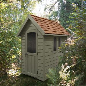 Hartwood 4' x 6' Painted Deluxe Redwood Overlap Apex Retreat Shed - Moss Green
