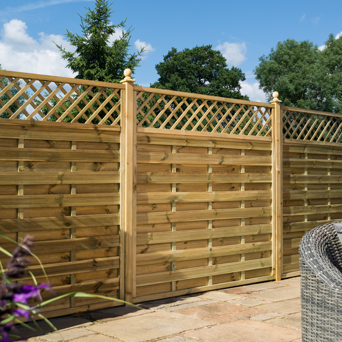 Rowlinson 6' x 4' Horizontal Weave Fence Panel With Trellis Top