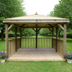 Hartwood 3.5m Premium Square Gazebo With Timber Roof & Base