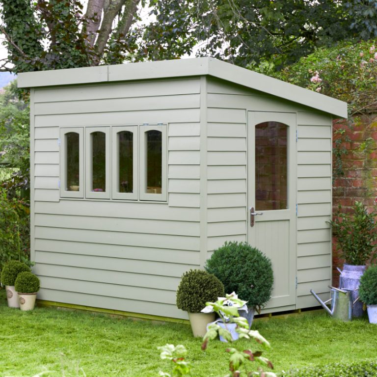 Hartwood 6' x 8' Painted Deluxe Redwood Overlap Pent Retreat Shed - Moss Green