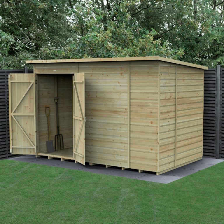 Hartwood 10' x 6' Double Door Pressure Treated Windowless Shiplap Pent Shed