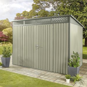 Hex Living 10' x 6' Hixon Double Door Metal Pent Shed - Sage Green
