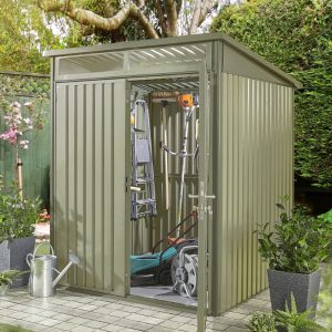 Hex Living 6' x 6' Hixon Double Door Metal Pent Shed - Sage Green