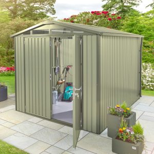 Hex Living 6' x 10' Alton Double Door Metal Apex Shed - Sage Green