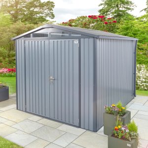 Hex Living 8' x 10' Alton Double Door Metal Apex Shed - Anthracite Grey