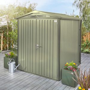 Hex Living 6' x 8' Alton Double Door Metal Apex Shed - Sage Green