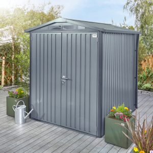 Hex Living 6' x 8' Alton Double Door Metal Apex Shed - Anthracite Grey