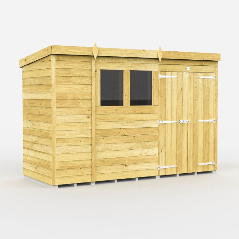 Holt 11' x 4' Double Door Shiplap Pressure Treated Modular Pent Shed