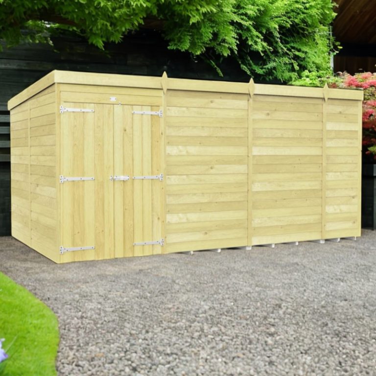 Holt 14' x 8' Double Door Shiplap Pressure Treated Modular Pent Shed