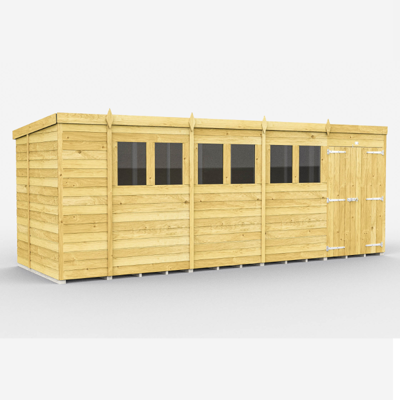 Holt 18' x 6' Double Door Shiplap Pressure Treated Modular Pent Shed