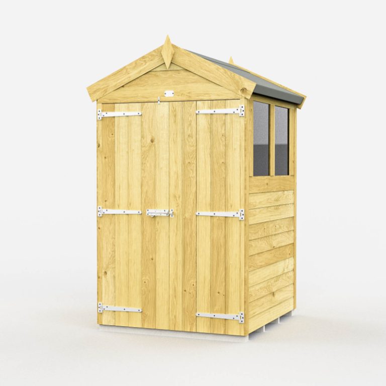 Holt 4' x 4' Double Door Shiplap Pressure Treated Modular Apex Shed