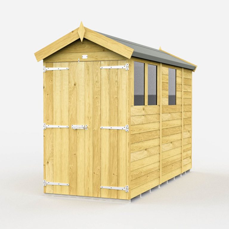 Holt 4' x 9' Double Door Shiplap Pressure Treated Modular Apex Shed