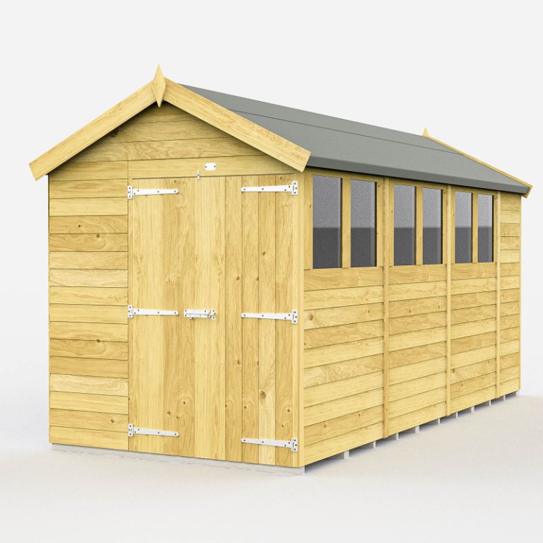Holt 6' x 14' Double Door Shiplap Pressure Treated Modular Apex Shed