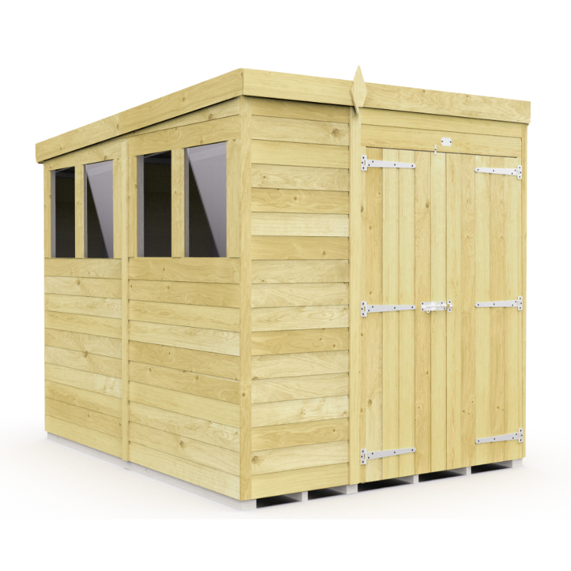 Holt 6' x 8' Double Door Shiplap Pressure Treated Modular Pent Shed