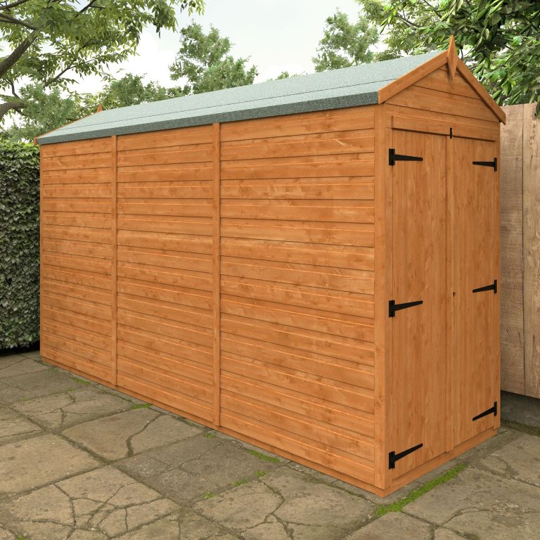 Redlands 4' x 12' Double Door Windowless Shiplap Modular Apex Shed