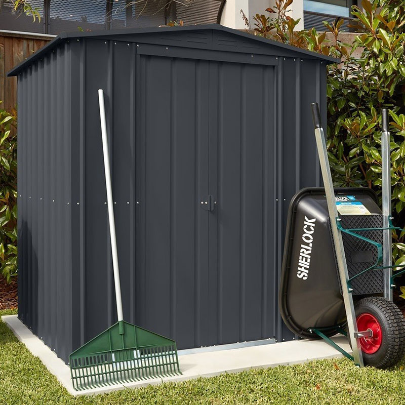 6' x 6' Globel Anthracite Grey Apex Metal Shed (1.83m x 1.85m)