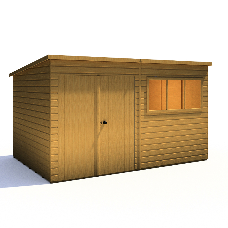 Loxley 12' x 8' Double Door Premium Shiplap Pent Shed