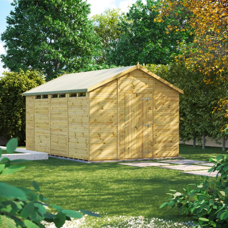 Oren 16' x 4' Premium Shiplap Modular Custom Apex Security Shed