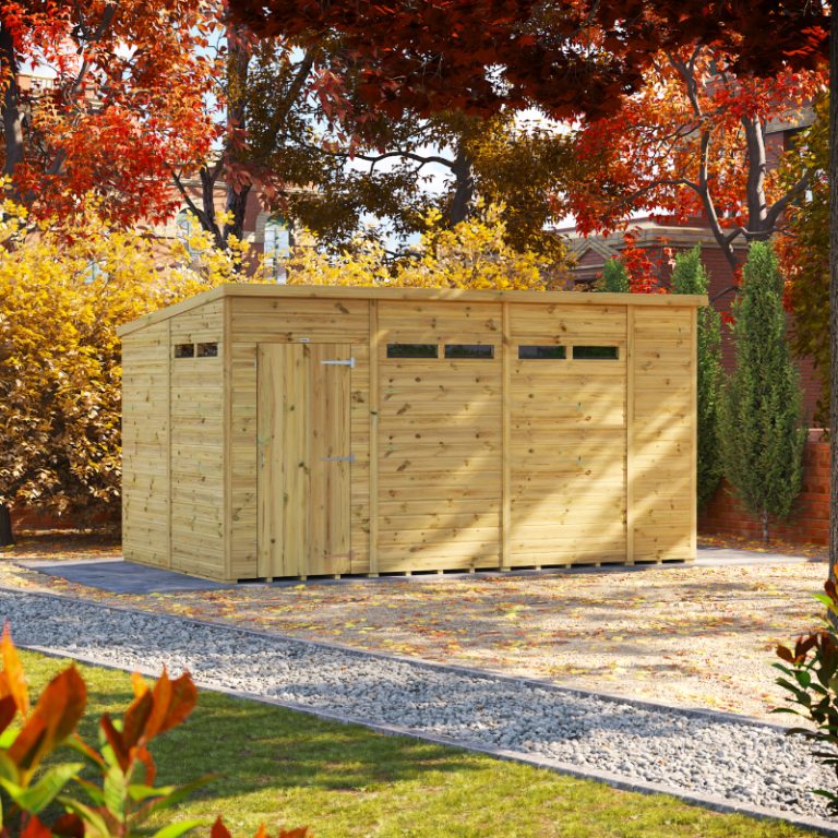 Oren 14' x 8' Premium Shiplap Modular Custom Pent Security Shed