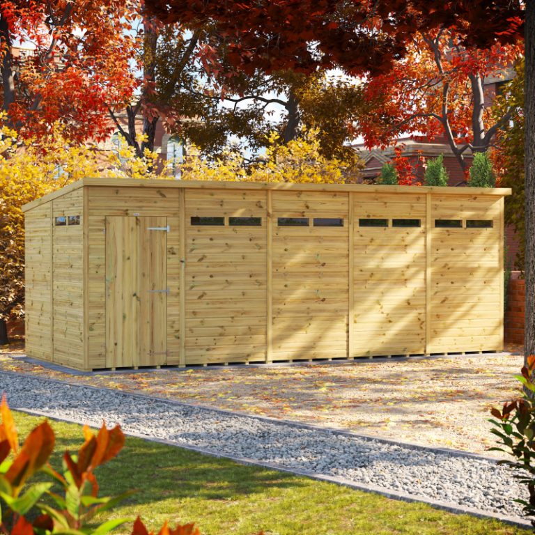 Oren 20' x 8' Premium Shiplap Modular Custom Pent Security Shed