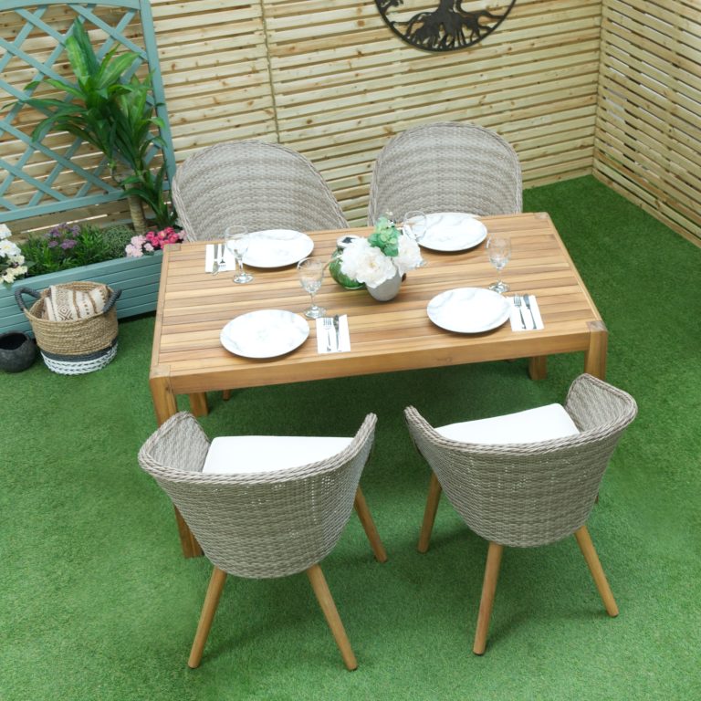 Oren Cali 4 Seater Rectangular Rattan Dining Set