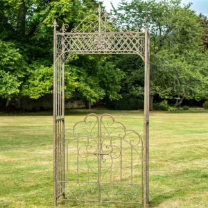 Osbourne Coverdale Metal Gated Garden Arch - Antique Green Rust