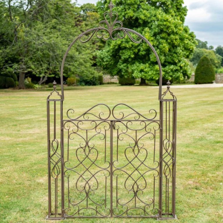 Osbourne Marriott Metal Gated Garden Arch - Brown Rusty