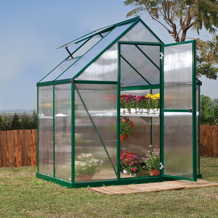 Palram - Canopia 6' x 4' Mythos Green Polycarbonate Greenhouse