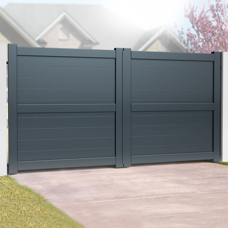 Exeter Deluxe Steel Gate Pair for Driveways - Charcoal Gray - Which Shed?